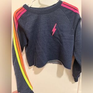 Aviator Nation Navy Sweatshirt with Neon Stripes